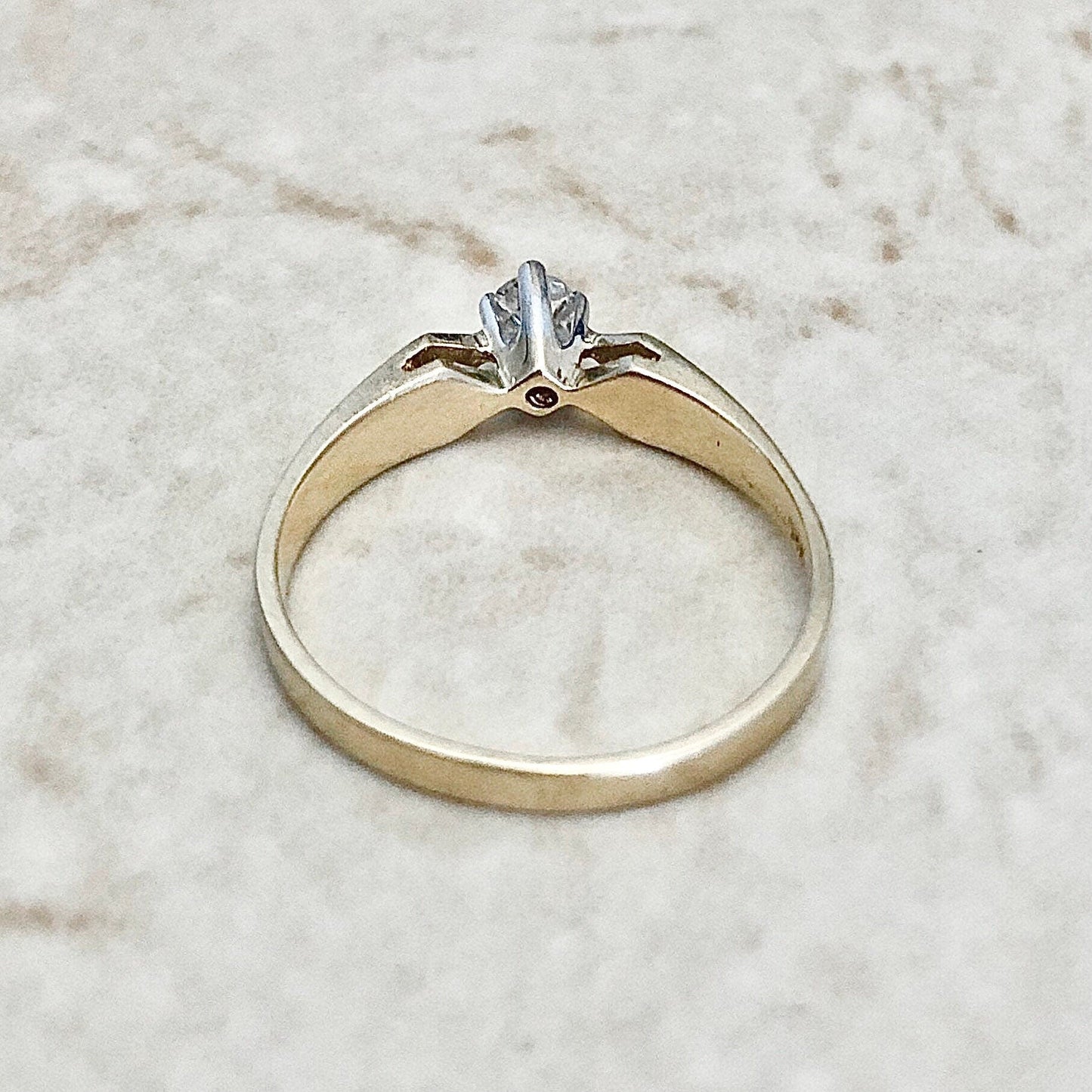 Vintage 14 Karat Yellow Gold 0.10 Carat Diamond Solitaire Engagement Ring - WeilJewelry