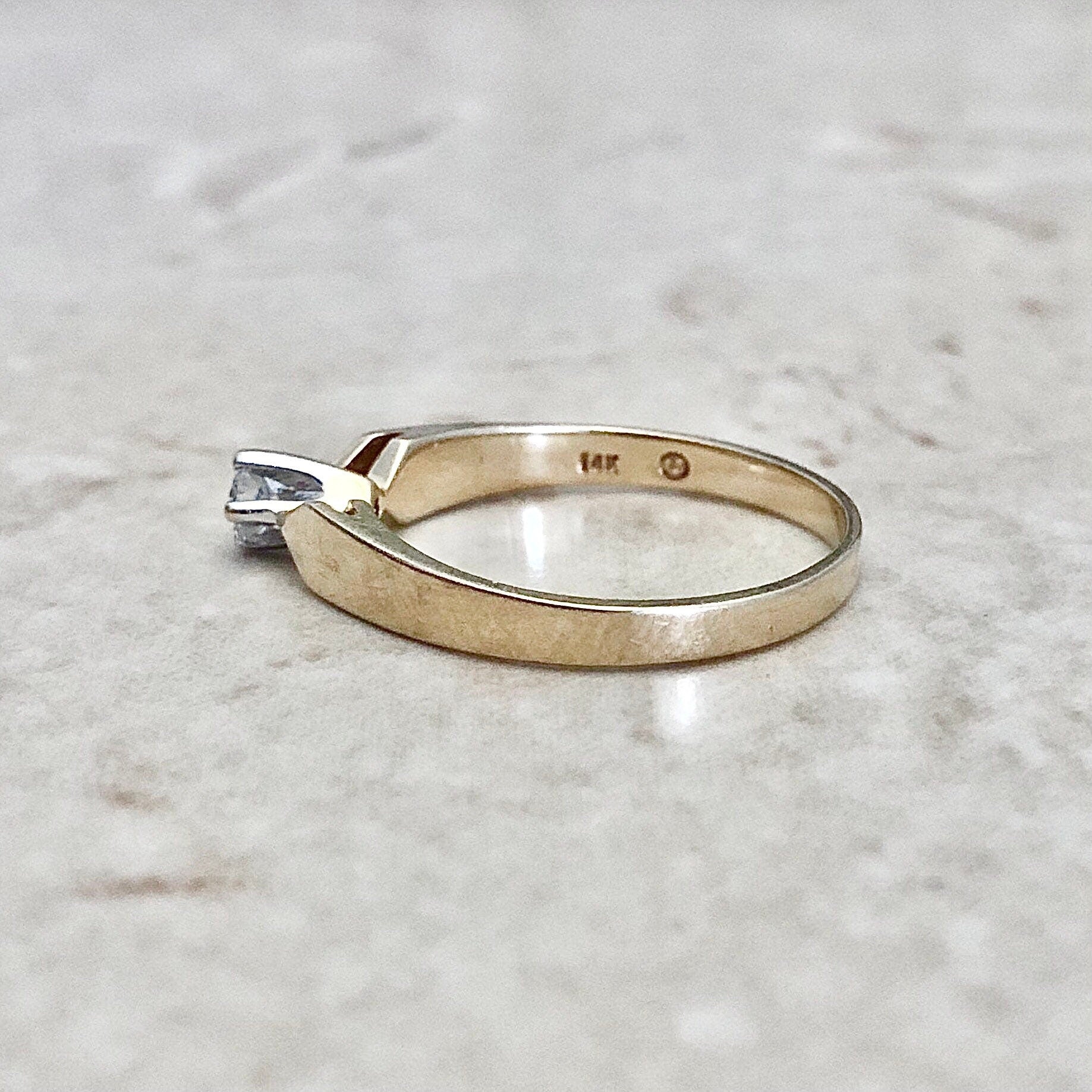 Vintage 14 Karat Gold Diamond Solitaire Ring - Diamond Engagement Ring - April Birthstone - Promise Ring - Size 6 - Bridal Ring