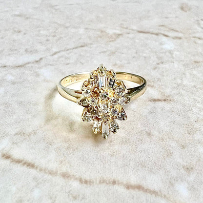Vintage 14 Karat Yellow Gold 0.30 Carat Diamond Cluster Ring - WeilJewelry