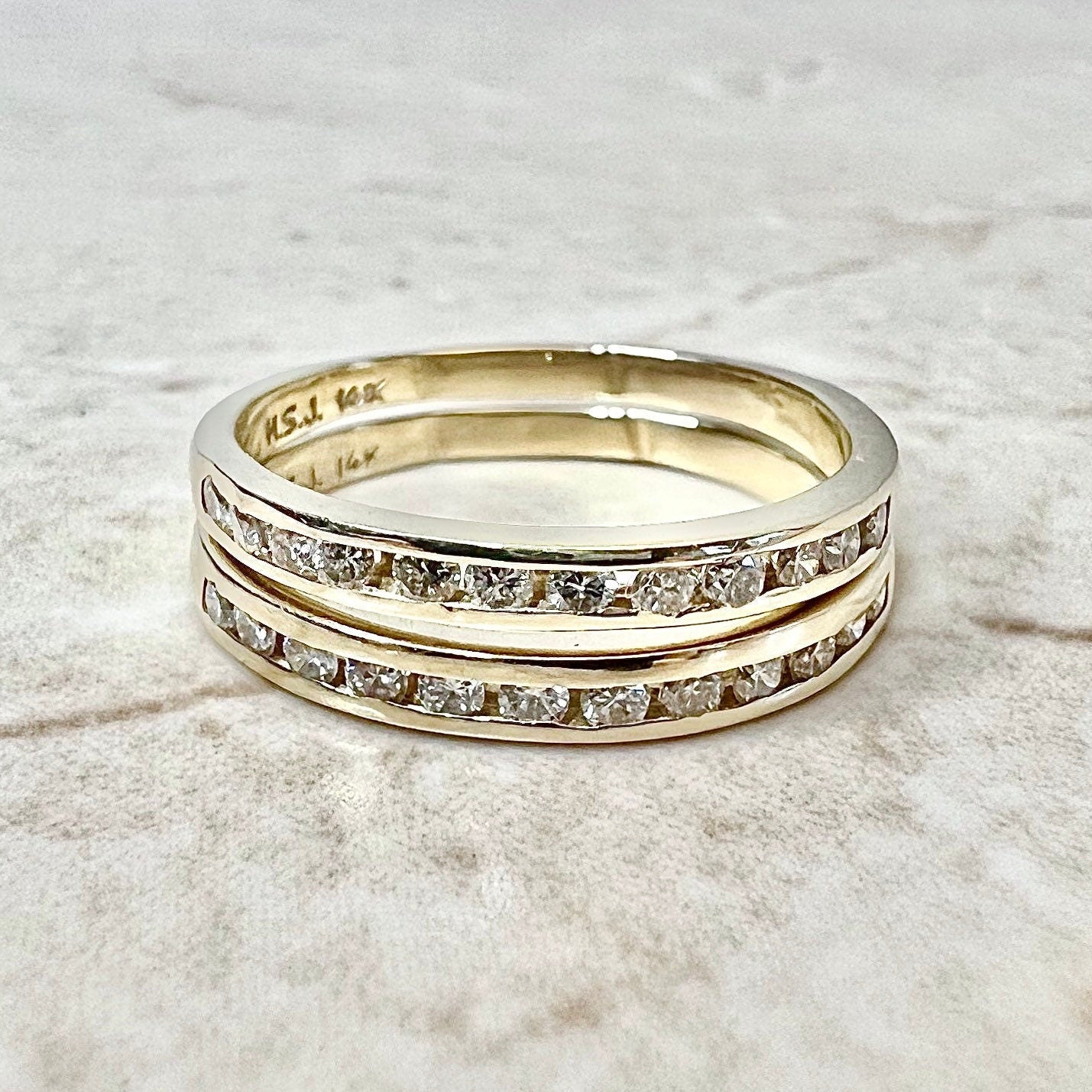 14K Half Eternity Diamond Band Ring 0.30 CT - Yellow Gold Eternity Ring - Anniversary Ring - April Birthstone - Best Gift For Her