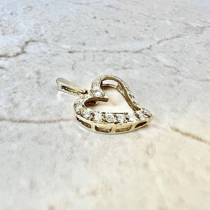14K Diamond Heart Pendant Necklace 0.30 CTTW - Yellow Gold Diamond Pendant - Diamond Heart Necklace - 14K Gold Pendant - Best Gifts For Her