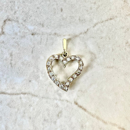 14K Diamond Heart Pendant Necklace 0.30 CTTW - Yellow Gold Diamond Pendant - Diamond Heart Necklace - 14K Gold Pendant - Best Gifts For Her