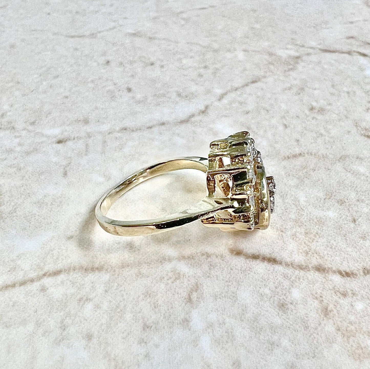 Vintage 14 Karat Yellow Gold 0.30 Carat Diamond Swirl Cocktail Ring - WeilJewelry