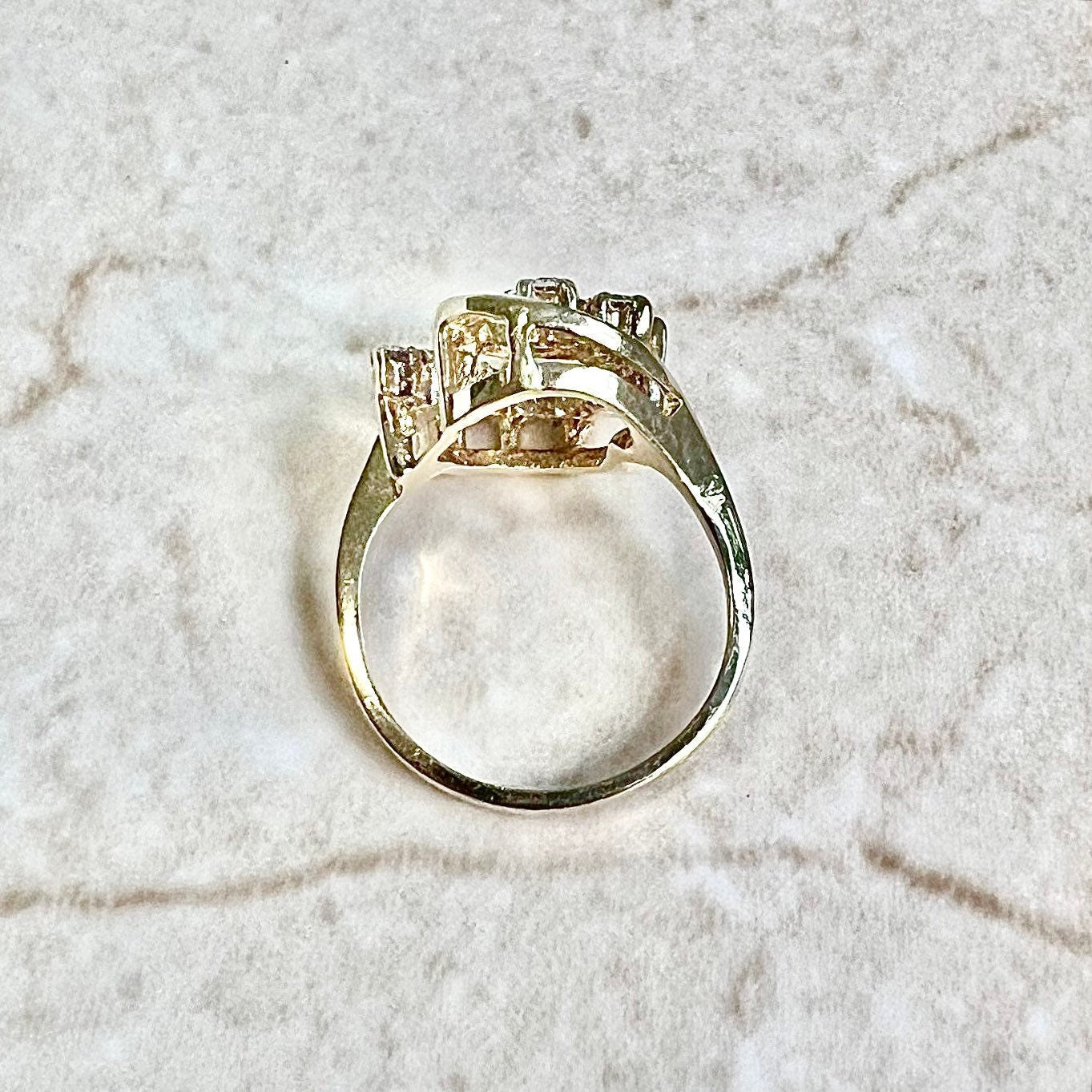 Vintage 14 Karat Yellow Gold 0.30 Carat Diamond Swirl Cocktail Ring - WeilJewelry