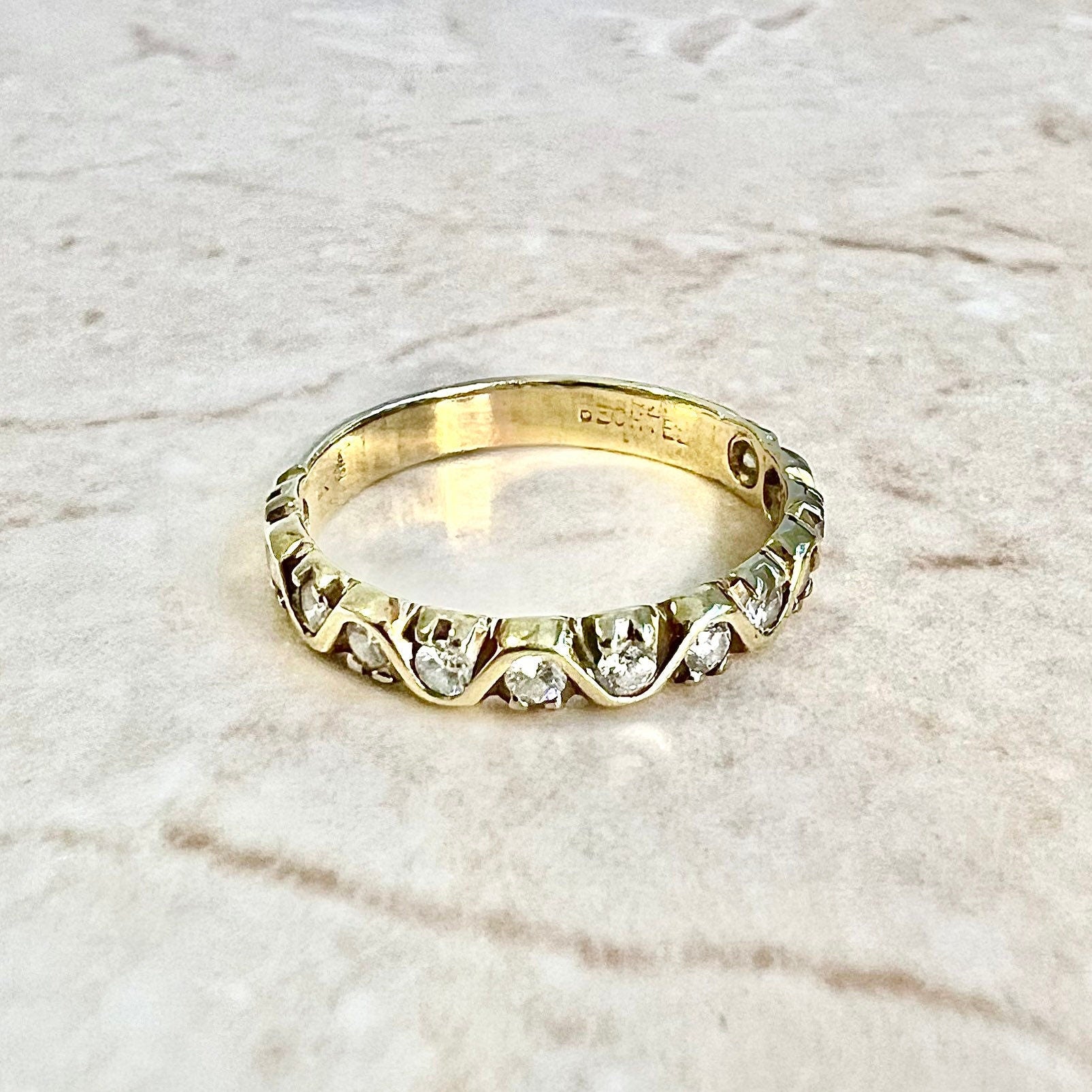 Vintage 14 Karat Yellow Gold 0.40 Carat Diamond Half - Eternity Band Ring - WeilJewelry