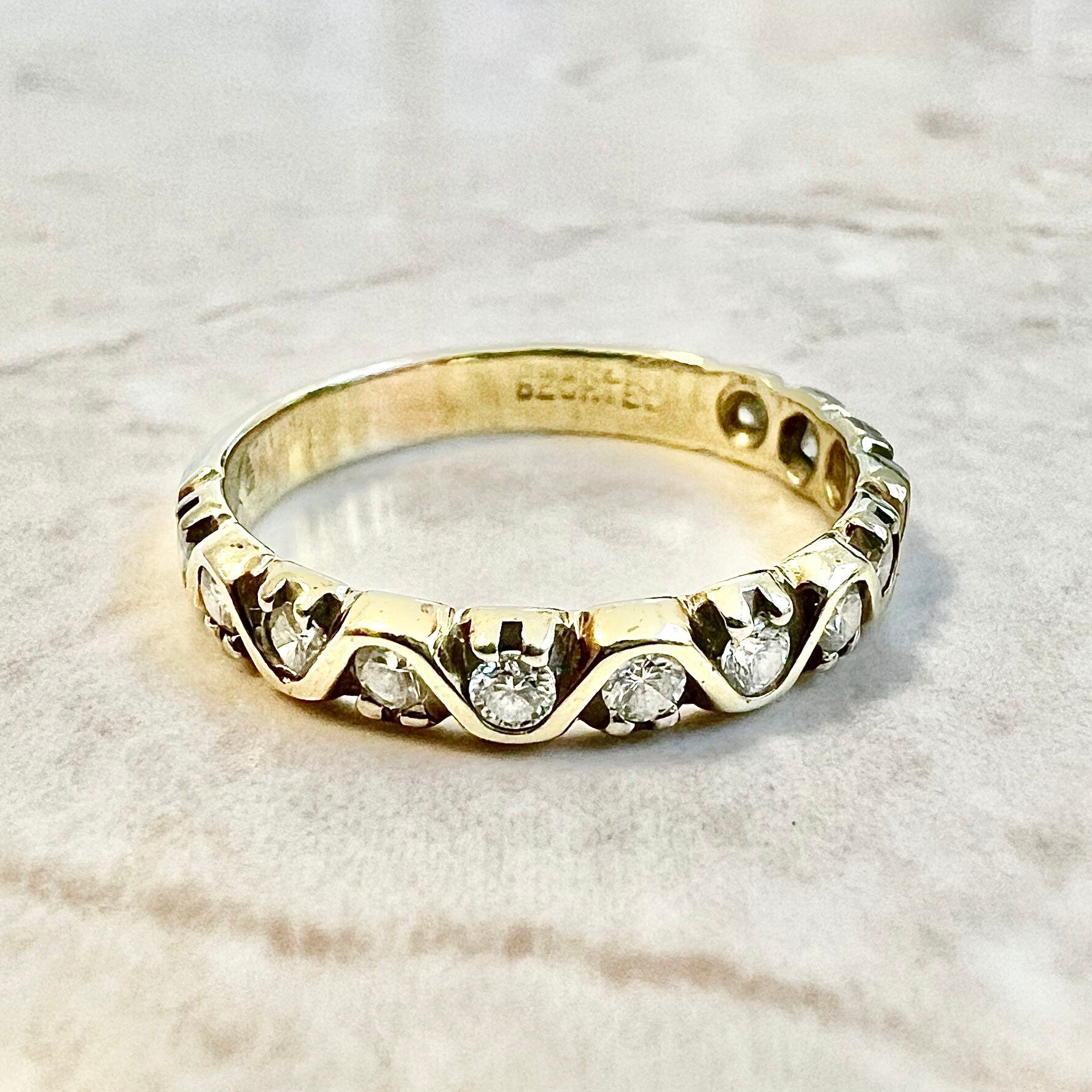 Vintage 14 Karat Yellow Gold 0.40 Carat Diamond Half - Eternity Band Ring - WeilJewelry