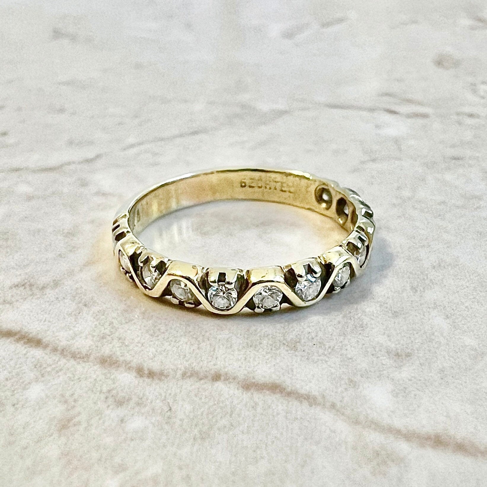 Vintage 14 Karat Yellow Gold 0.40 Carat Diamond Half - Eternity Band Ring - WeilJewelry