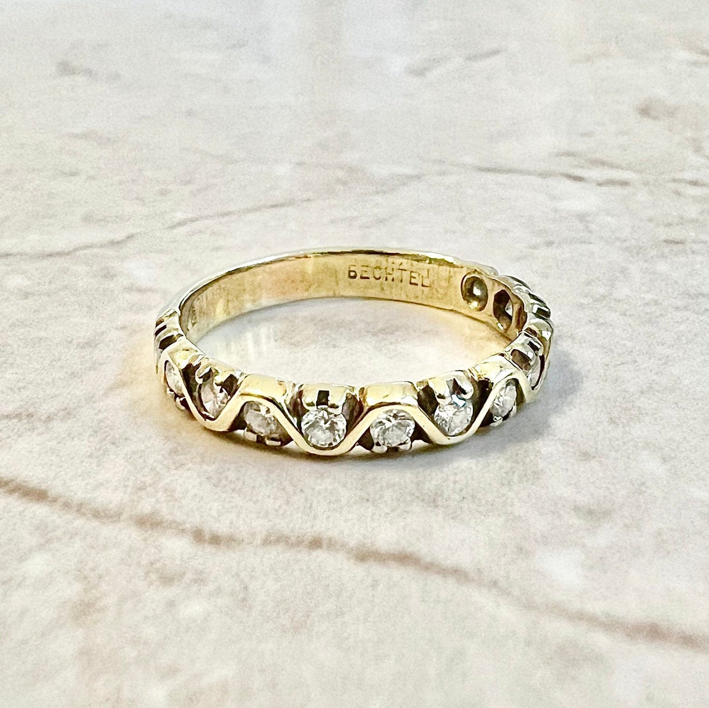 Vintage 14 Karat Yellow Gold 0.40 Carat Diamond Half - Eternity Band Ring - WeilJewelry