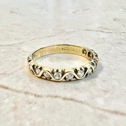 Vintage 14 Karat Yellow Gold 0.40 Carat Diamond Half - Eternity Band Ring - WeilJewelry