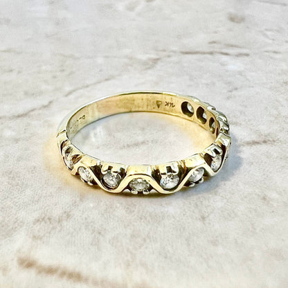 Vintage 14 Karat Yellow Gold 0.40 Carat Diamond Half - Eternity Band Ring - WeilJewelry