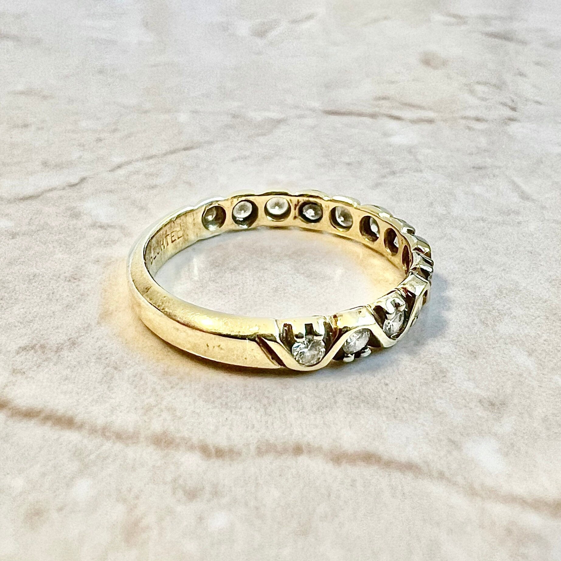 Vintage 14 Karat Yellow Gold 0.40 Carat Diamond Half - Eternity Band Ring - WeilJewelry