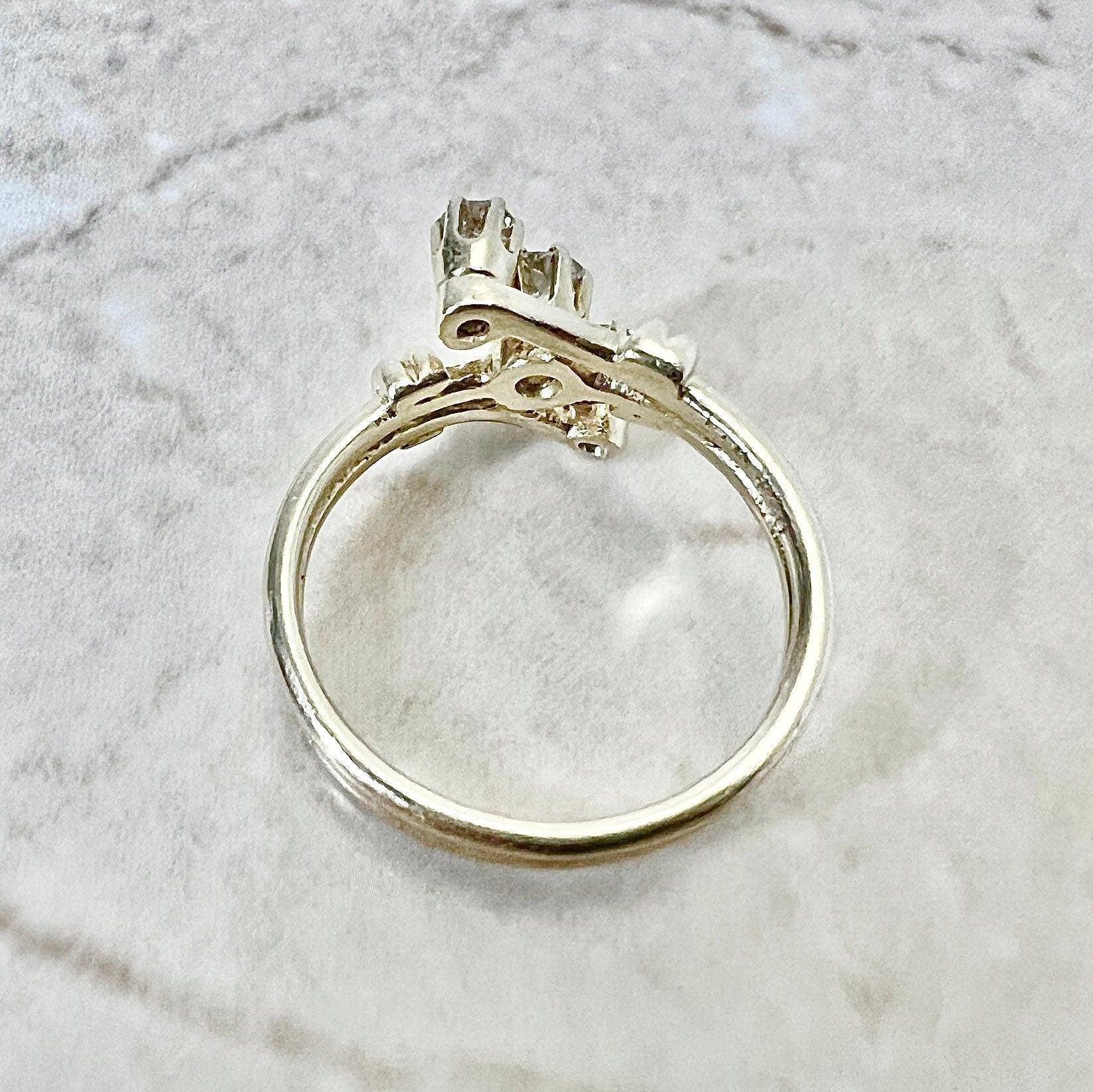 Vintage 14K 3 Stone Diamond Ring - Yellow Gold Diamond Cocktail Ring - Anniversary Ring - Promise Ring - Statement Ring - Best Gift For Her