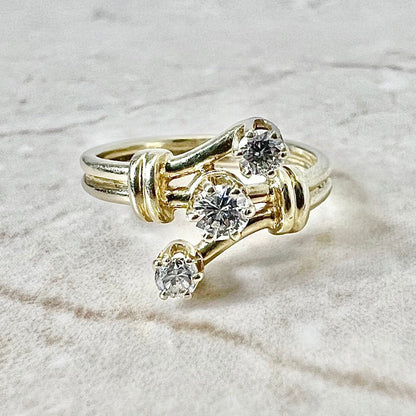 CLEARANCE 40% OFF - Vintage 14 Karat Yellow Gold 0.40 Carat Diamond Three - Stone Ring - WeilJewelry