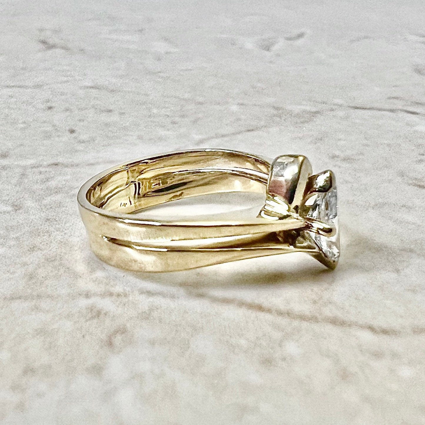 Vintage 14 Karat Yellow Gold 0.40 Carat Marquise Diamond Solitaire Engagement Ring - WeilJewelry