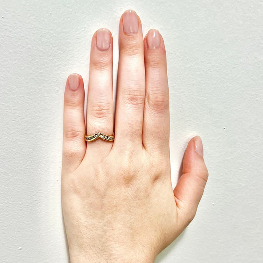 Vintage 14 Karat Yellow Gold 0.45 Carat Diamond Chevron Band Ring - WeilJewelry