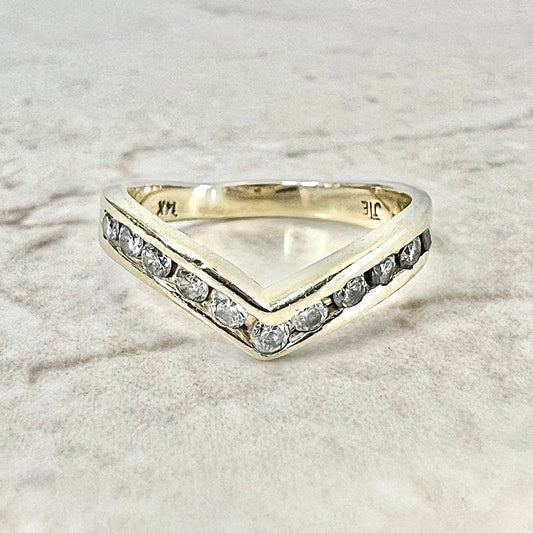 Vintage 14 Karat Yellow Gold 0.45 Carat Diamond Chevron Band Ring - WeilJewelry