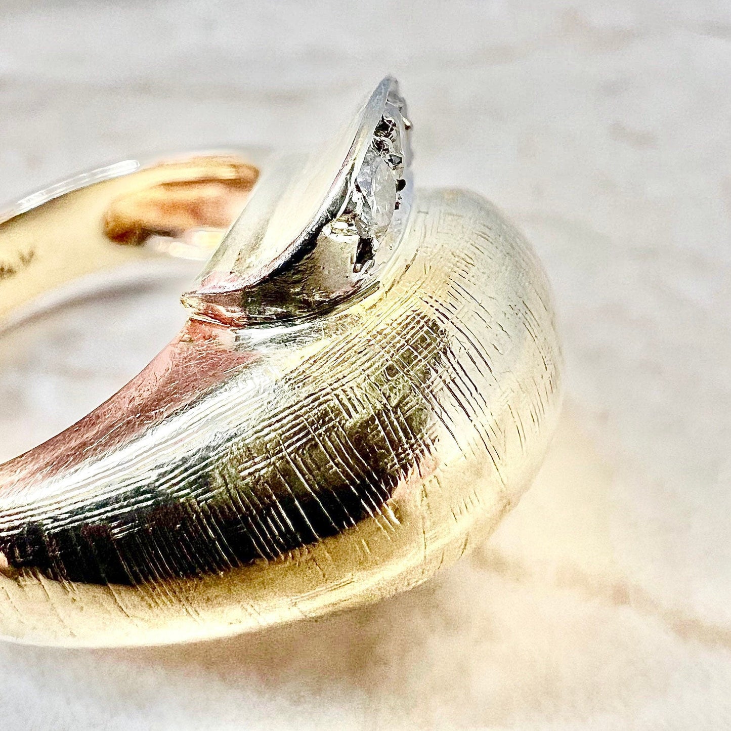 Vintage 14K Diamond Dome Ring 0.45 CTTW - Chunky Yellow Gold Diamond Cocktail Ring - Birthday Gift - Best Gift For Her - Anniversary Gift