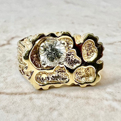 Vintage 14 Karat Yellow Gold 0.55 Carat Round Diamond Solitaire Ring - WeilJewelry