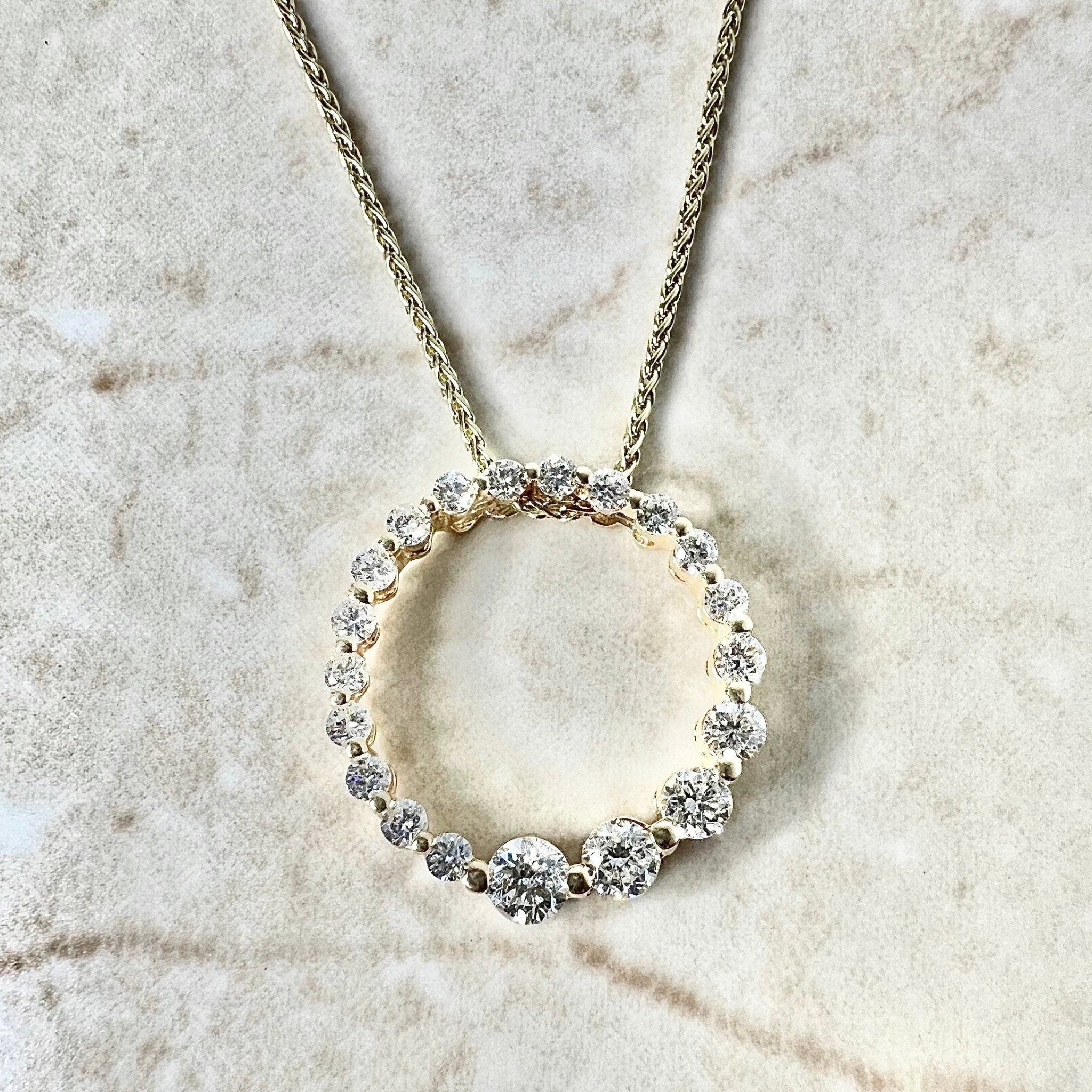 14K White Gold Diamond Necklace Drop - Ruby Lane