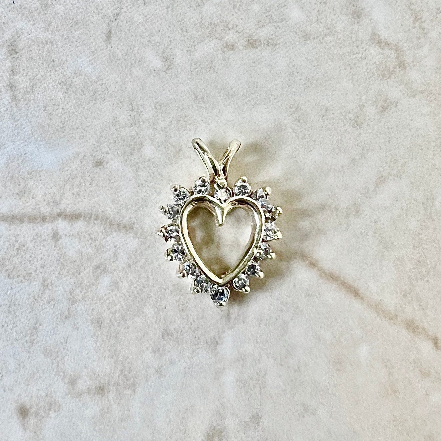 Vintage 14 Karat Yellow Gold 1 Carat Diamond Heart Pendant - WeilJewelry