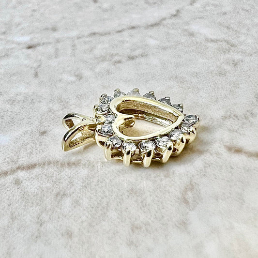 Vintage 14 Karat Yellow Gold 1 Carat Diamond Heart Pendant - WeilJewelry
