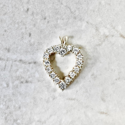 14K Gold Diamond Heart Necklace 1 CTTW - Yellow Gold Diamond Pendant Necklace - Holiday Gift - April Birthstone Gift - Birthday Gift