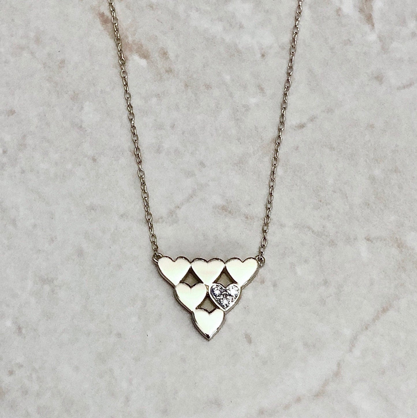 Vintage 14 Karat Yellow Gold 1 Carat Diamond Heart Pendant Necklace - WeilJewelry