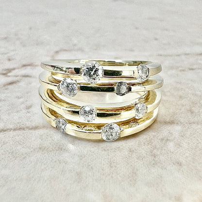 Vintage 14K Diamond Cocktail Band Ring - Yellow Gold Diamond Ring - Wedding Ring - Birthday Gift - Best Gift For Her - Anniversary Ring