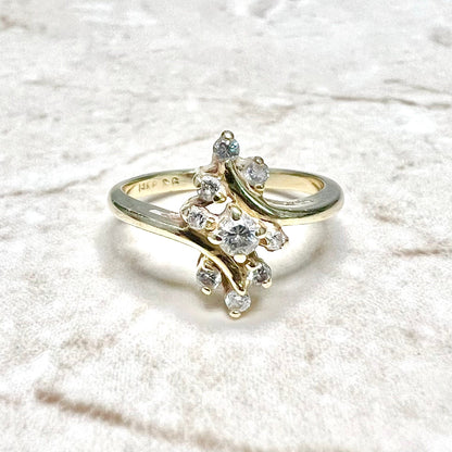 Vintage 14 Karat Yellow Gold 1/4 Carat Diamond Cocktail Ring - WeilJewelry