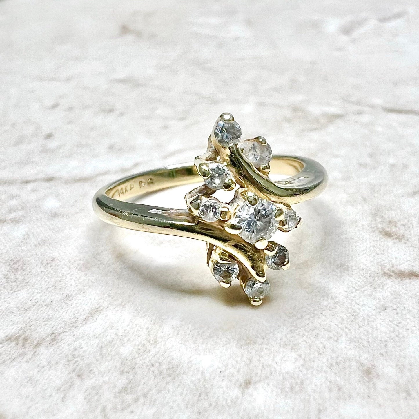 Vintage 14 Karat Yellow Gold 1/4 Carat Diamond Cocktail Ring - WeilJewelry