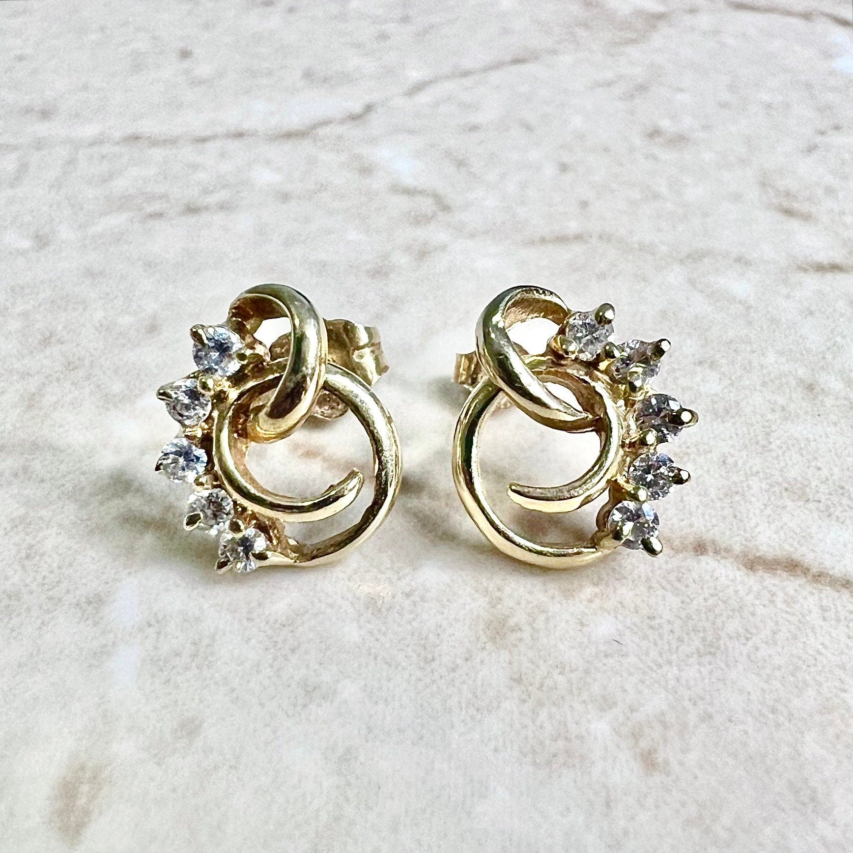 Vintage gold diamond earrings Clearance