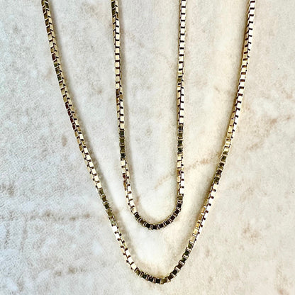 Vintage 14K Yellow Gold Box Chain - 15.60” Gold Chain - Yellow Gold Pendant Necklace - Birthday Gift For Her - Holiday Gift - Jewelry Sale