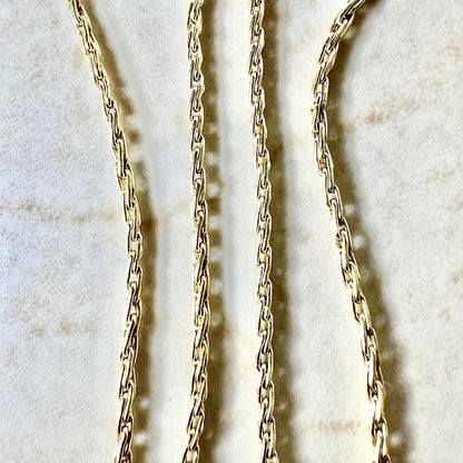 Vintage 14 Karat Yellow Gold 15.85 Inches Wheat Chain Necklace - WeilJewelry