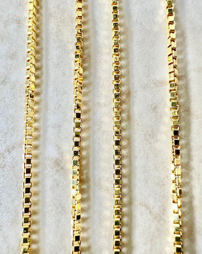 Vintage 14 Karat Yellow Gold 18.25 Inches Box Chain Necklace - WeilJewelry