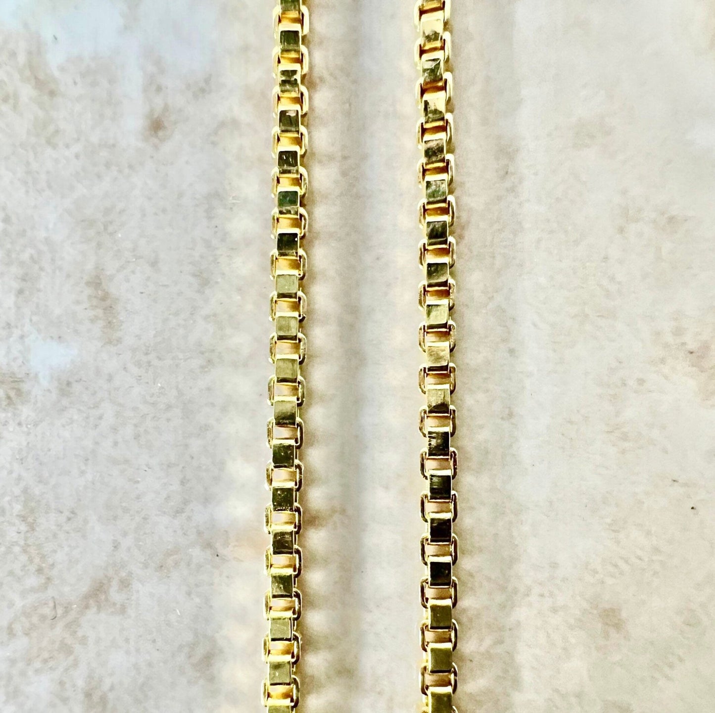Vintage 14K Yellow Gold Box Chain - 18.25” Gold Chain - Yellow Gold Necklace - Italian Gold Chain Necklace - Best Gifts For Her - 14K Gold