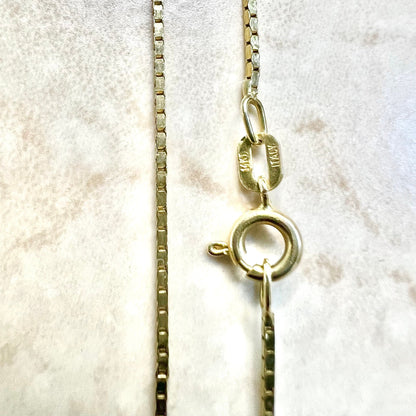 Vintage 14K Yellow Gold Box Chain Necklace - 18 Inch Gold Chain Necklace - 14K Yellow Gold Necklace - Christmas Gifts - Everyday Necklace