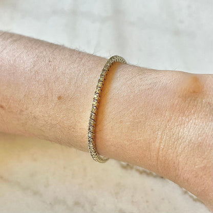 Vintage 14 Karat Yellow Gold 1.88 Carat Diamond Tennis Bracelet - WeilJewelry