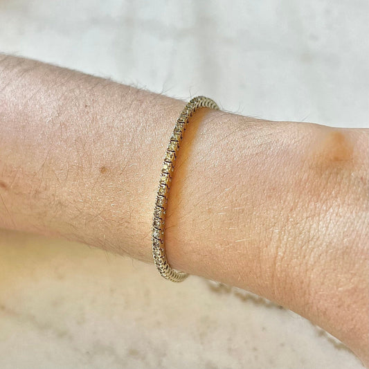 Vintage 14 Karat Yellow Gold 1.88 Carat Diamond Tennis Bracelet - WeilJewelry