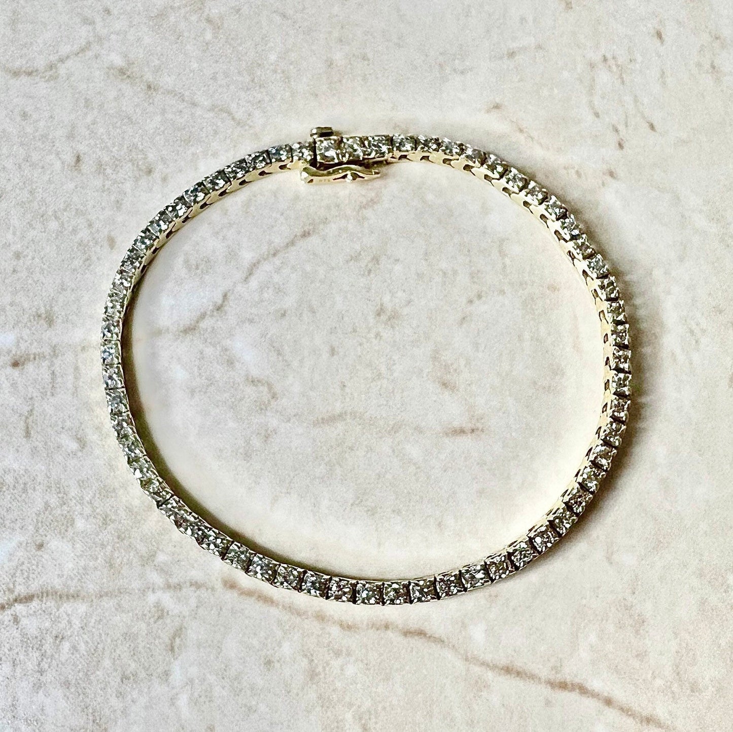 Vintage 14 Karat Yellow Gold 1.88 Carat Diamond Tennis Bracelet - WeilJewelry