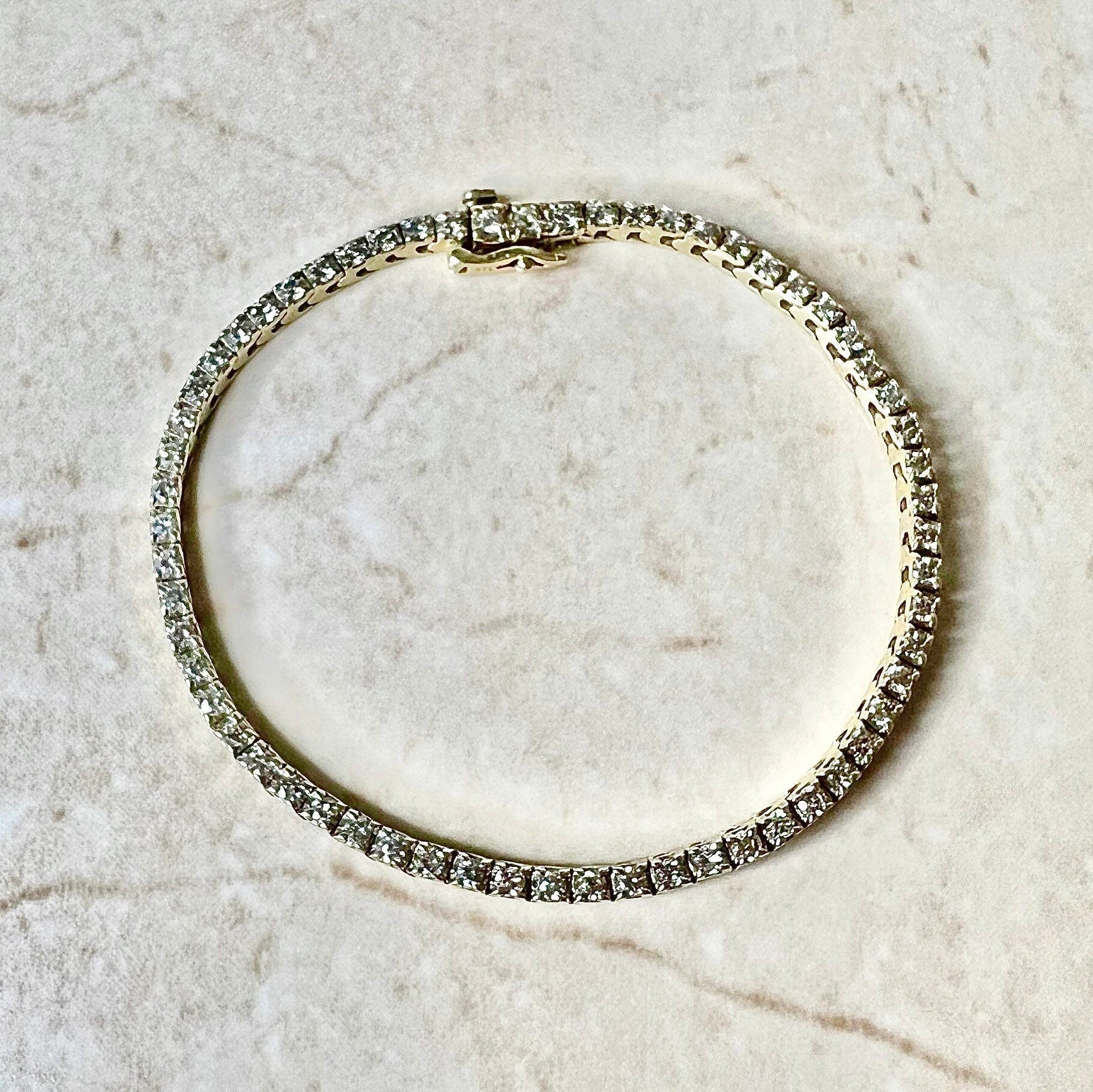 Vintage 14 Karat Yellow Gold 1.88 Carat Diamond Tennis Bracelet - WeilJewelry