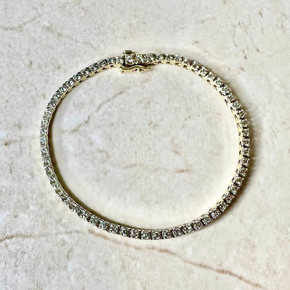 Vintage 14 Karat Yellow Gold 1.88 Carat Diamond Tennis Bracelet - WeilJewelry