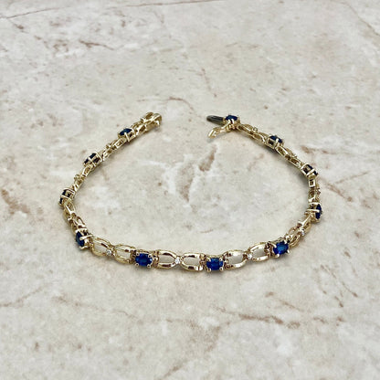 Vintage 14 Karat Yellow Gold 2.45 Carats Sapphire & Diamond Bracelet - WeilJewelry