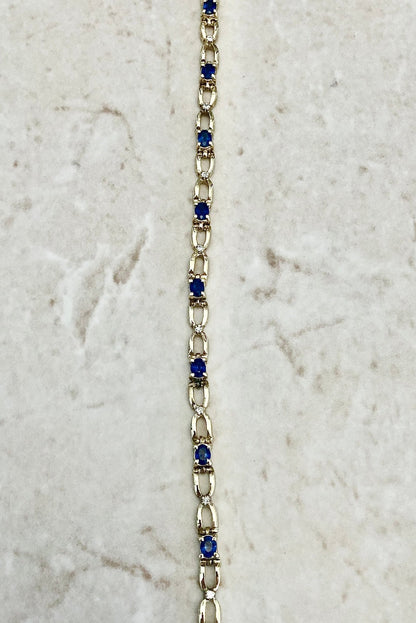 Vintage 14 Karat Yellow Gold 2.45 Carats Sapphire & Diamond Bracelet - WeilJewelry