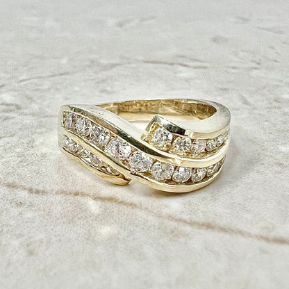Vintage 14 Karat Yellow Gold 3/4 Carat Diamond Anniversary Ring - WeilJewelry