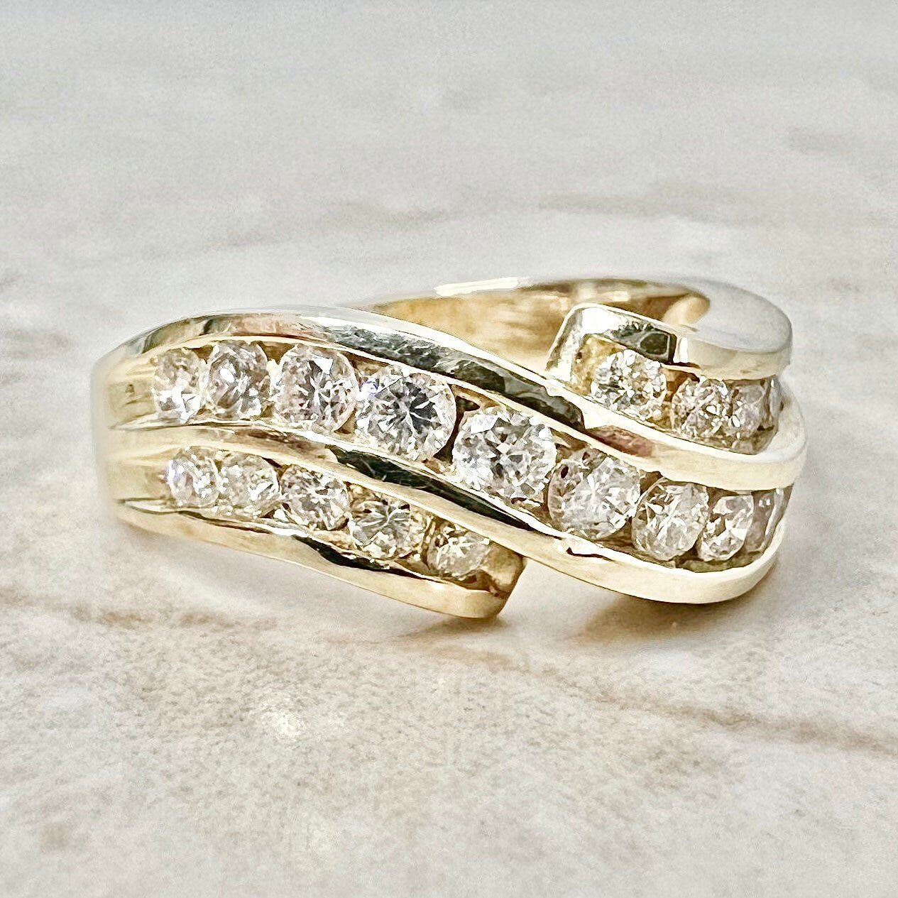 Vintage 14 Karat Yellow Gold 3/4 Carat Diamond Anniversary Ring - WeilJewelry