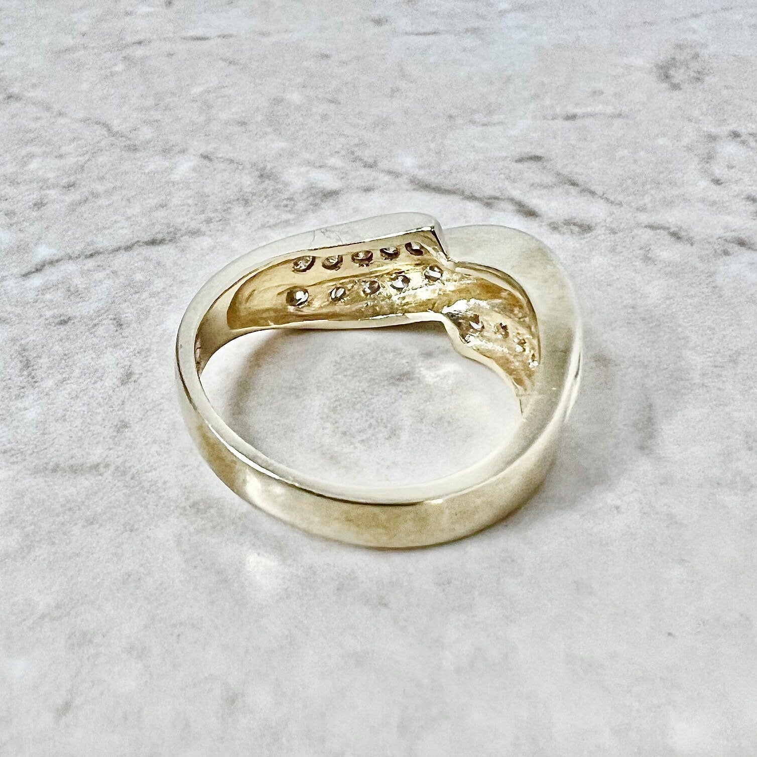 Vintage 14K Diamond Cocktail Band Ring - Yellow Gold Diamond Ring - Wedding Ring - Birthday Gift For Her - Best Gift - Holiday Gift