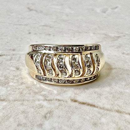 Vintage 14 Karat Yellow Gold Champagne Diamond Band Ring - WeilJewelry