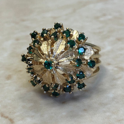 Vintage 14 Karat Yellow Gold Chrome Tourmaline Cocktail Ring - WeilJewelry