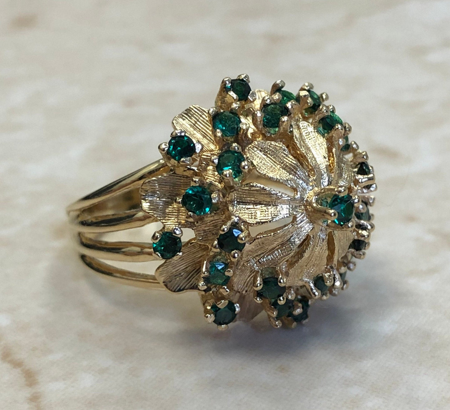 Vintage 14 Karat Yellow Gold Chrome Tourmaline Cocktail Ring - WeilJewelry