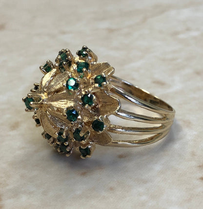 Vintage 14 Karat Yellow Gold Chrome Tourmaline Cocktail Ring - WeilJewelry